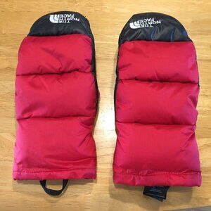 The North Face Down Feathers Mittens Warm Red Black Unisex Mens Womens FLAW Med